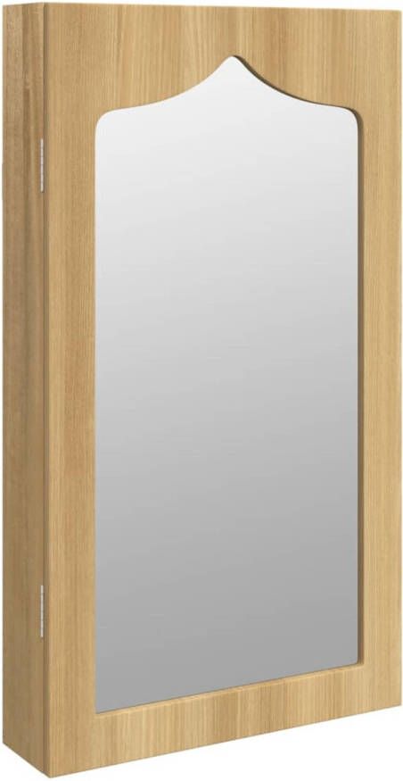 The Living Store Sieradenkast met spiegel Bewerkt hout 37.5 x 10 x 67 cm Afsluitbaar