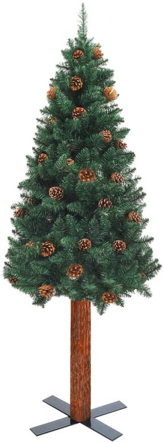 The Living Store Smalle Kerstboom PVC Grenenhout Staal 150 cm LED-verlichting