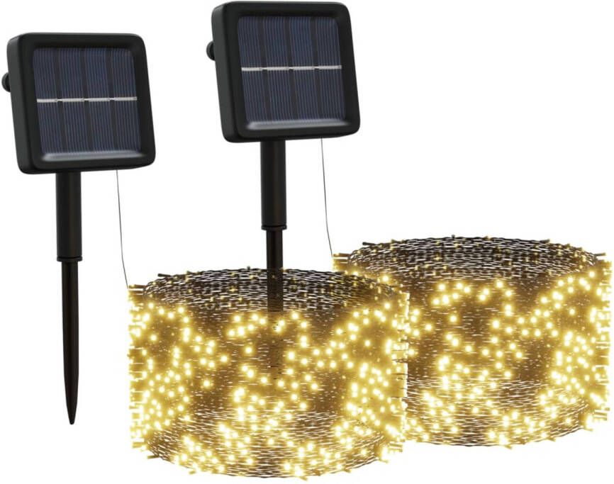 The Living Store Solarlichtslinger 200 LEDs Warmwit 8 lichteffecten Binnen en buiten gebruik