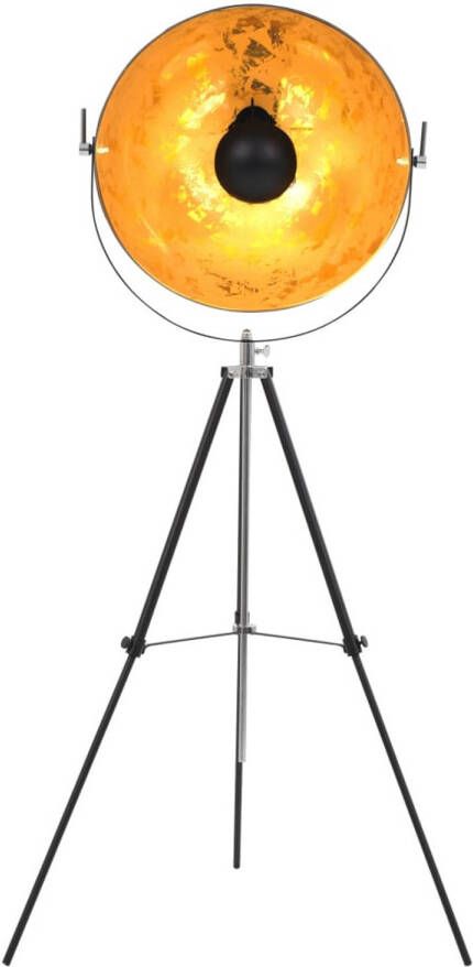 The Living Store Staande Lamp Staande Lamp Afmeting- 51 x 25 cm Ken- Zwarte lamp met goudfolie