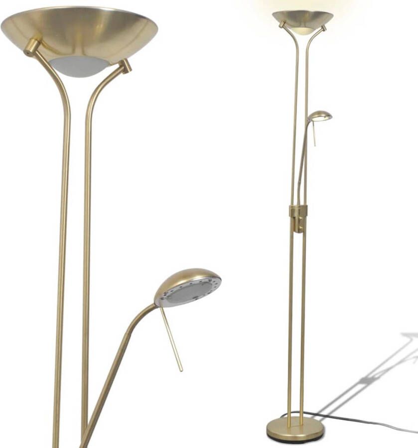 The Living Store Staande Lamp Uplighter en Leeslamp LED Dubbele Dimmerschakelaar Milieuvriendelijk 150cm
