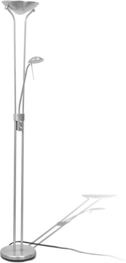 The Living Store Staande Vloerlamp Staal 180x25 cm Dubbele dimmers Warmwit