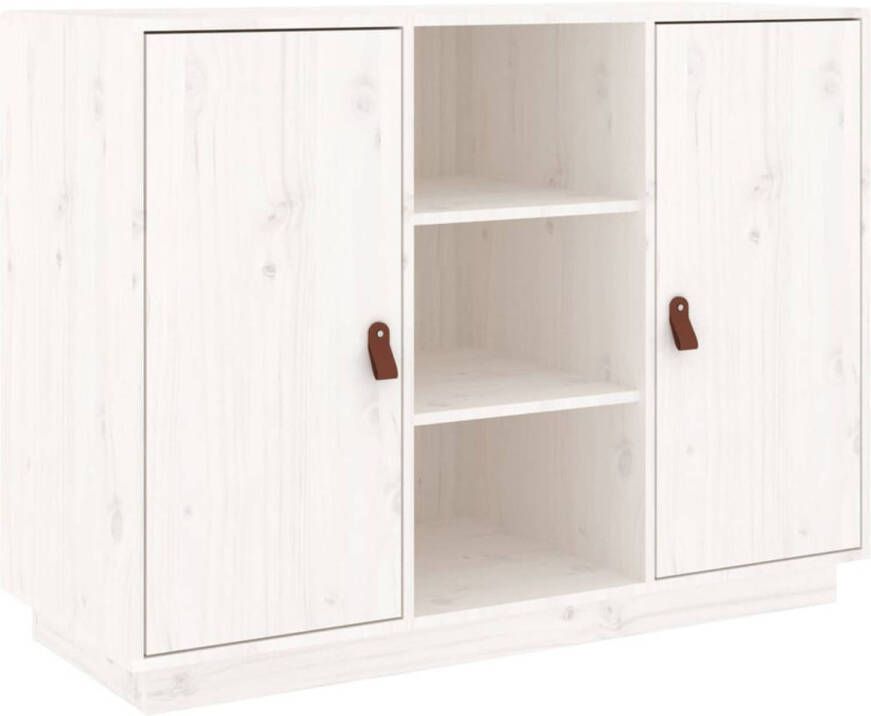 The Living Store VidalXL Dressoir Grenenhout Wit 100 x 40 x 75 cm Met opbergruimte