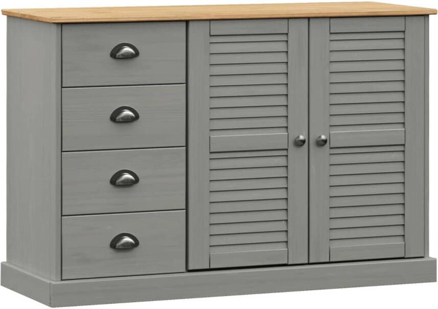 The Living Store VIGO Dressoir 113 x 40 x 75 cm Massief grenenhout Grijs