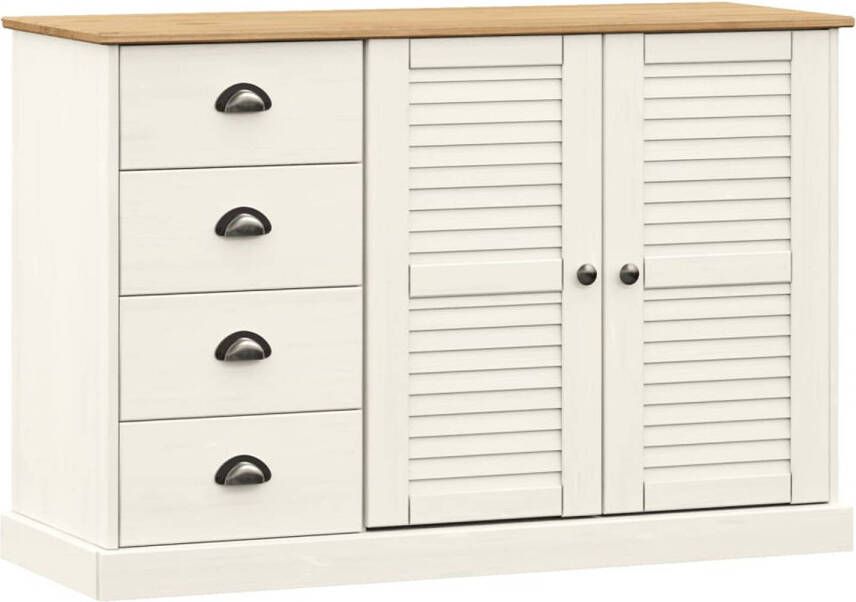 The Living Store VIGO Dressoir 113 x 40 x 75 cm Massief grenenhout Wit