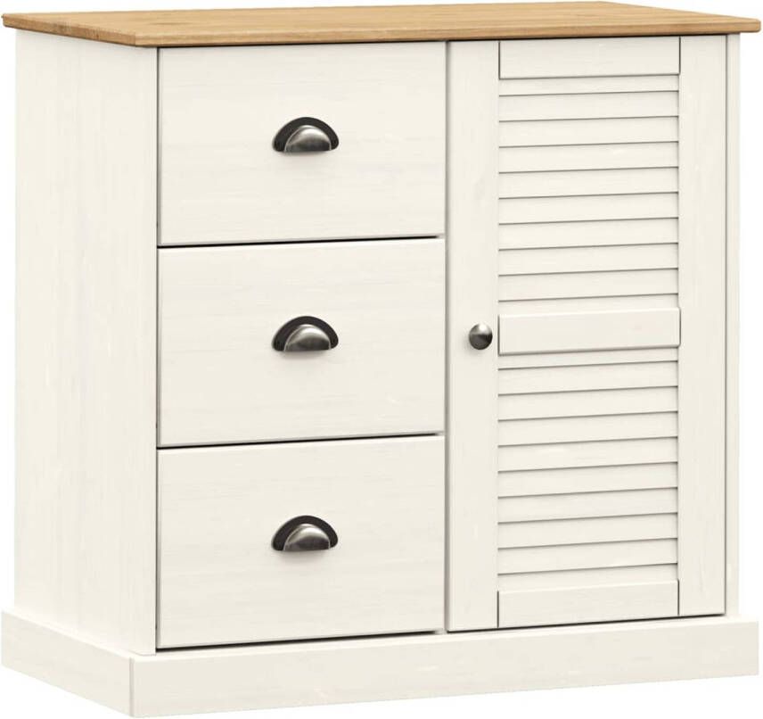 The Living Store VIGO Dressoir 78 x 40 x 75 cm Massief grenenhout Wit