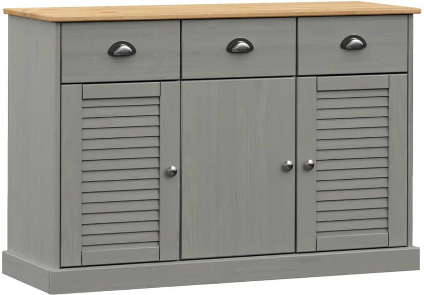 The Living Store VIGO Dressoirkast 113 x 40 x 75 cm Massief grenenhout Grijs