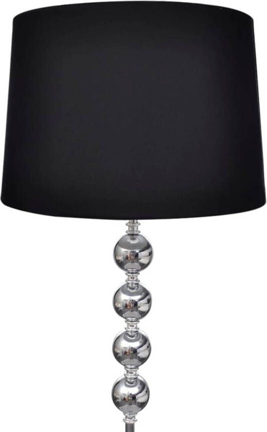 The Living Store Vloerlampen Moderne zwarte lamp met chromen buis 380 mm lampenkap 235 mm basisplaat 380 x 380
