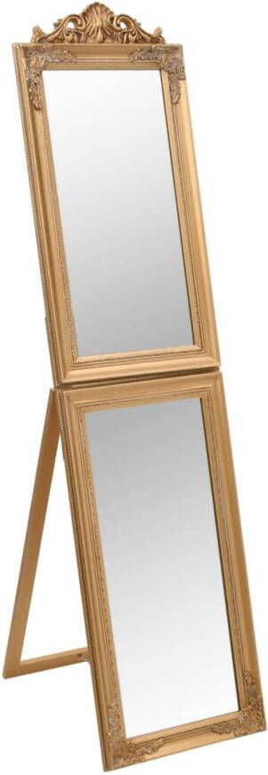 The Living Store Vrijstaande Spiegel Barok Inklapbaar Stevig houten frame Heldere weerspiegeling Unieke