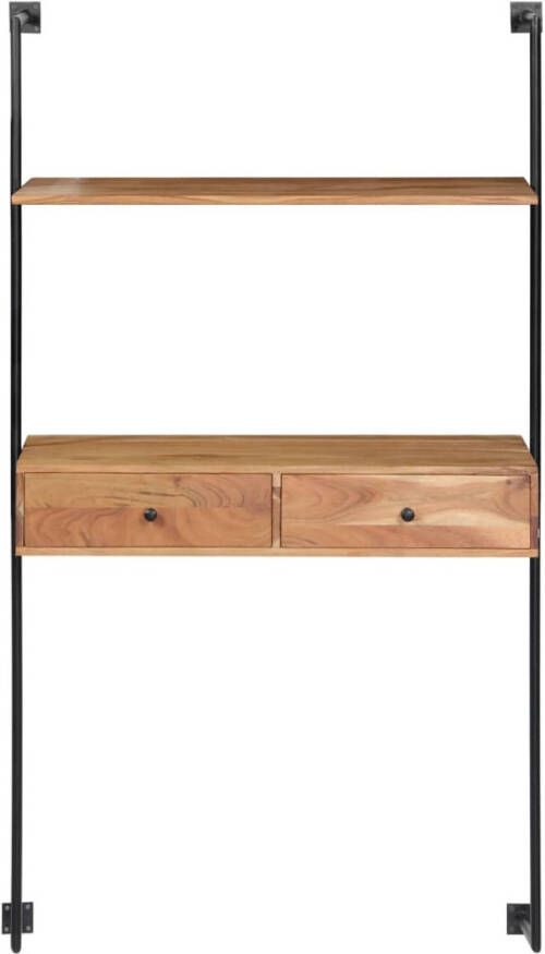 The Living Store Wandbureau Massief acaciahout 90x40x170 cm Gepolijst gelakt