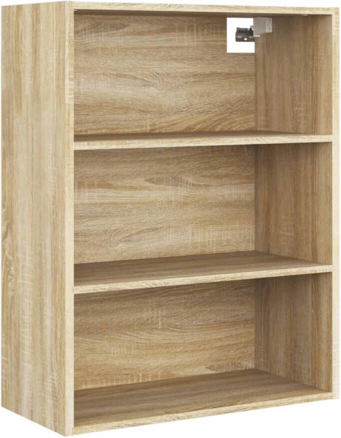 The Living Store Wandgemonteerde Hangkast Sonoma eiken 69.5 x 32.5 x 90 cm Opbergkast met 3 vakken