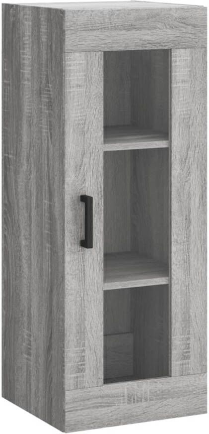 The Living Store Wandgemonteerde kast Opbergkast 34.5 x 34 x 90 cm Grijs Sonoma Eiken