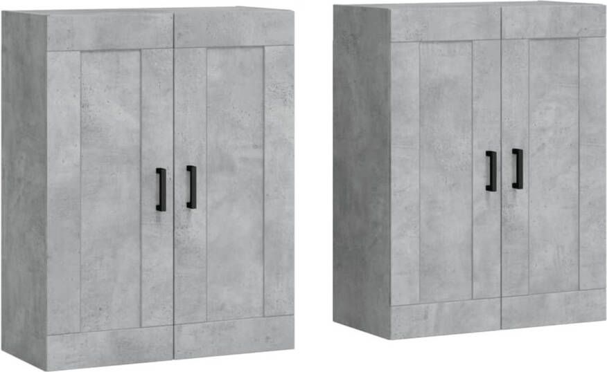 The Living Store Wandkast Betongrijs 69.5 x 34 x 90 cm Stevig houten materiaal