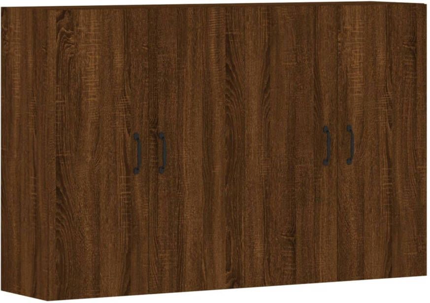 The Living Store Wandkast Bruineiken Set van 2 69.5 x 34 x 90 cm Bewerkt hout en metaal