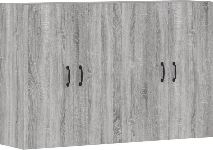 The Living Store Wandkast Grijs Sonoma Eiken Set van 2 69.5 x 34 x 90 cm Bewerkt hout en metaal