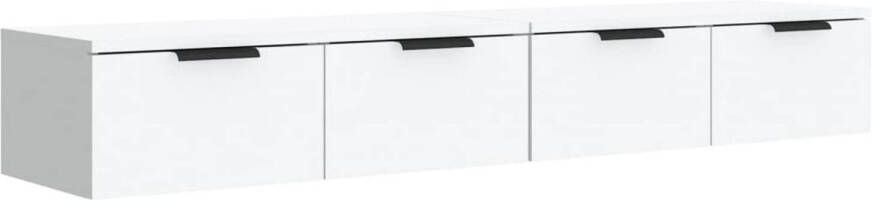 The Living Store Wandkast Hangkasten met lades 68 x 30 x 20 cm Wit