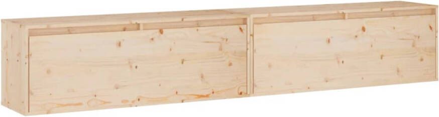 The Living Store Wandkast Massief grenenhout 100x30x35 cm Set van 2