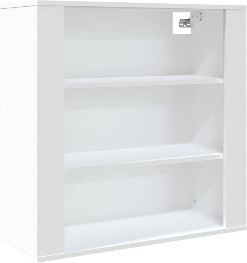 The Living Store Wandkast Praktisch Bewerkt hout 80 x 33 x 80 cm Wit