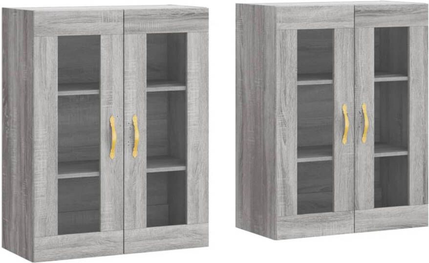 The Living Store Wandkast praktisch en decoratief opbergkast 69.5 x 34 x 90 cm kleur- grijs sonoma eiken