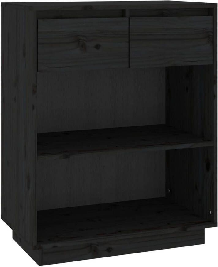 The Living Store Wandkast s Opbergkast 60 x 34 x 75 cm Massief Grenenhout Zwart