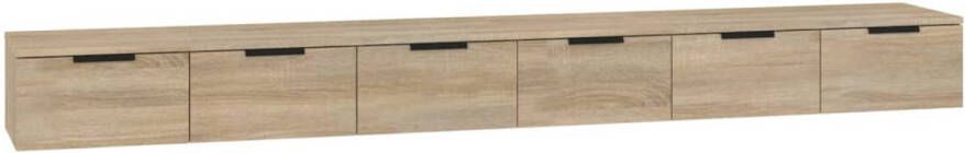 The Living Store Wandkast Sonoma Eiken 102 x 30 x 20 cm met lades 2 stuks