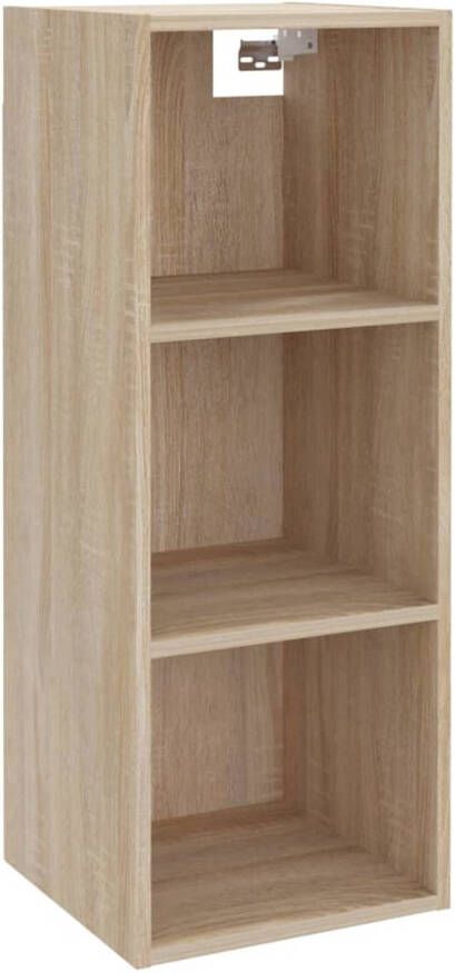 The Living Store Wandkast Sonoma Eiken Zwevende kast met voldoende opbergruimte Stevig bewerkt hout 34.5x32.5x90