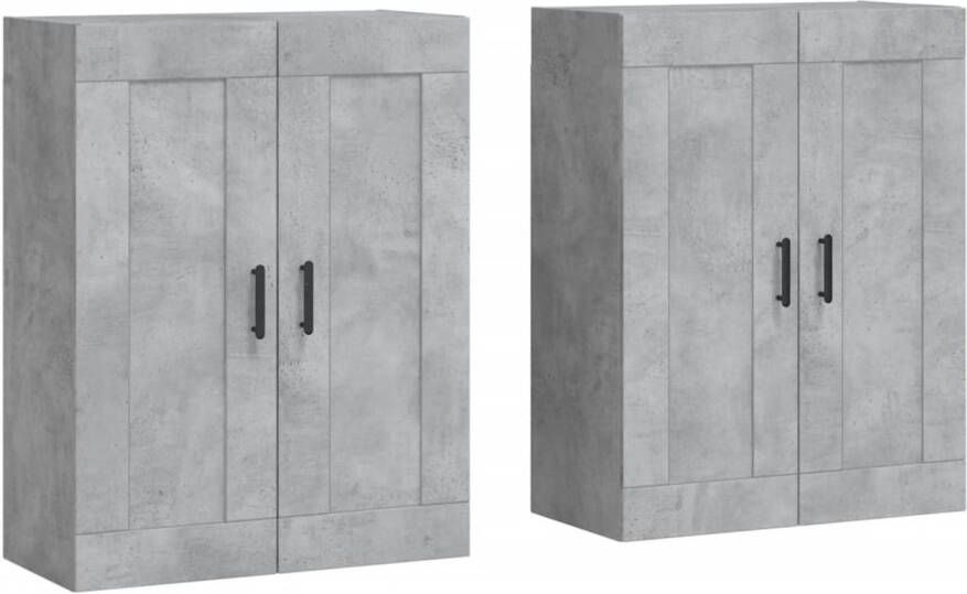 The Living Store Wandmeubel Betongrijs 69.5 x 34 x 90 cm Praktisch en decoratief wandkastenset