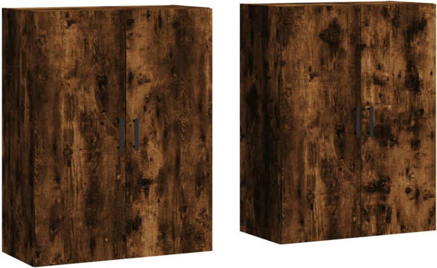 The Living Store Wandmeubel Gerookt eiken 69.5 x 34 x 90 cm 2 stuks