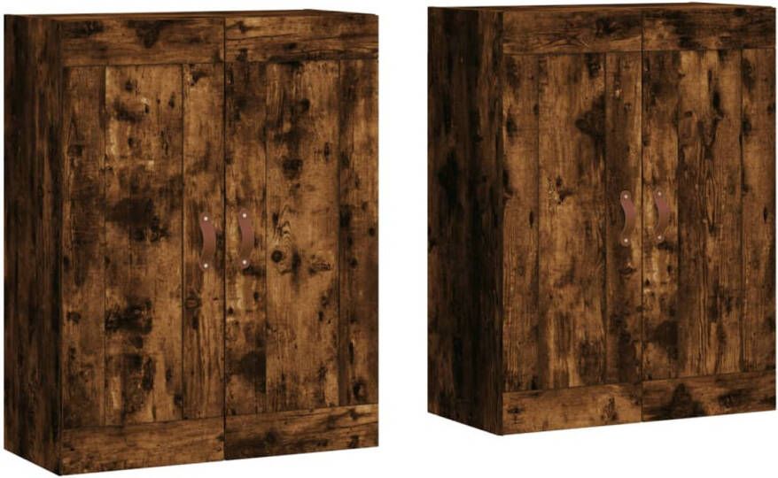 The Living Store Wandmeubel Gerookt eiken 69.5 x 34 x 90 cm 2x Bewerkt hout