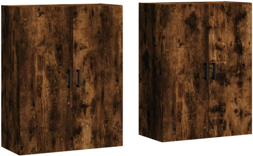 The Living Store Wandmeubel Gerookt Eiken 69.5 x 34 x 90 cm Duurzaam bewerkt hout Inclusief 2 stuks