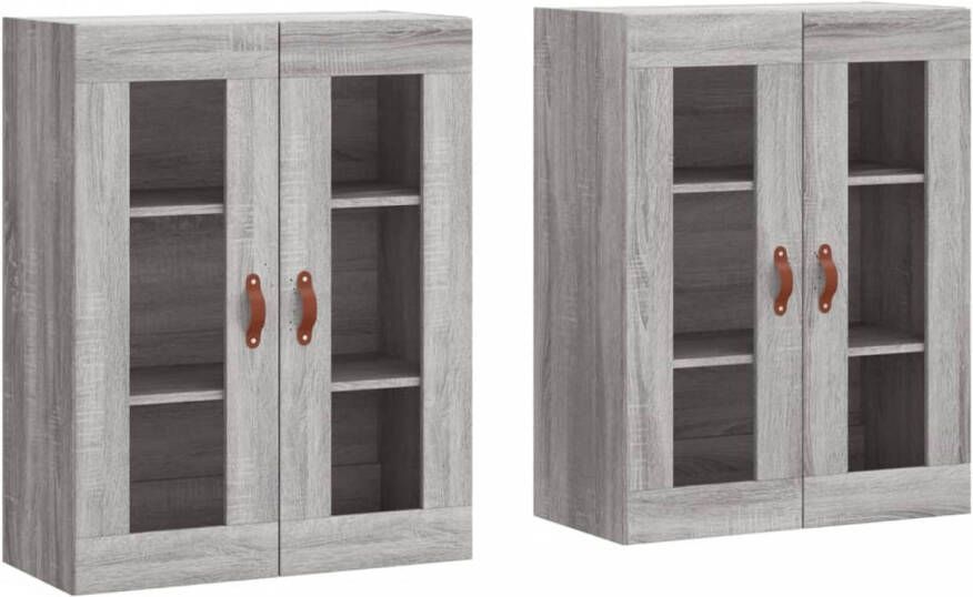 The Living Store Wandmeubel Grijs Sonoma Eiken 69.5 x 34 x 90 cm 2 stuks