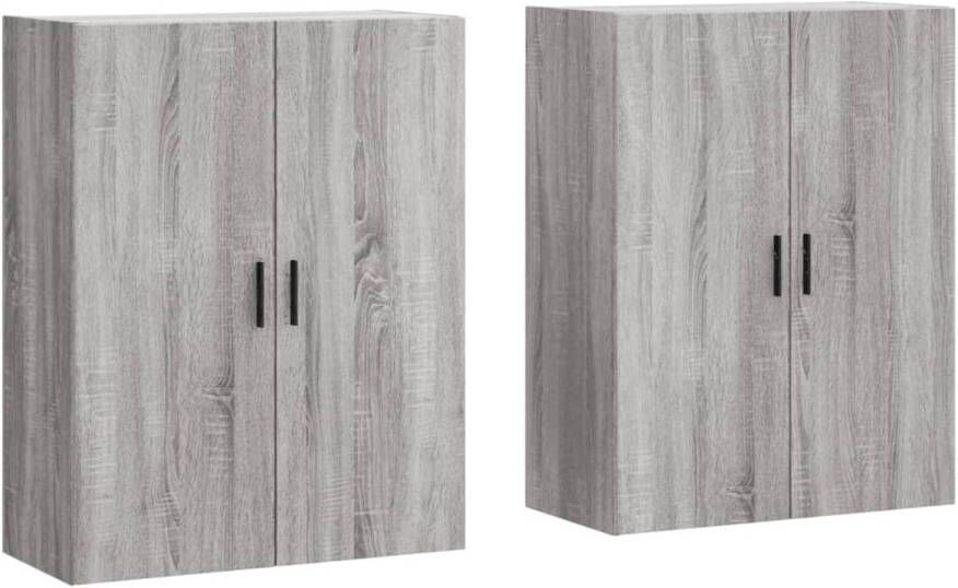 The Living Store Wandmeubel Grijs Sonoma Eiken 69.5 x 34 x 90 cm Duurzaam bewerkt hout Hangkast met deuren