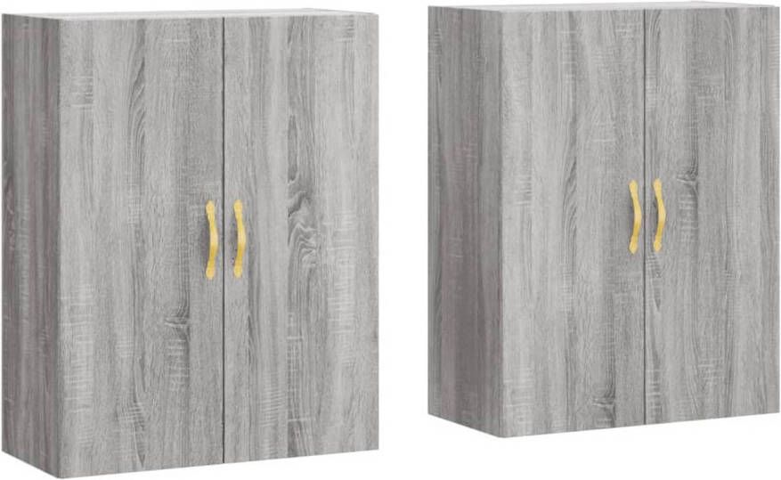 The Living Store Wandmeubel Grijs Sonoma Eiken 69.5 x 34 x 90 cm Hangkast met Deuren Bewerkt Hout