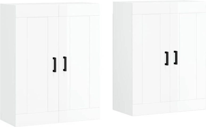 The Living Store Wandmeubel Opbergkast 69.5 x 34 x 90 cm Hoogglans Wit