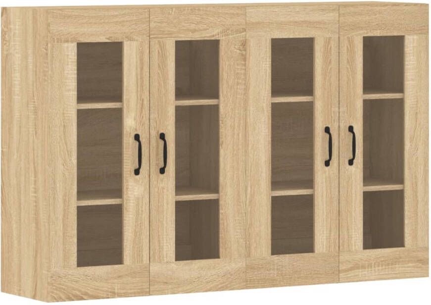 The Living Store Wandmeubel Sonoma Eiken 69.5 x 34 x 90 cm Hangkast met Glazen Deur