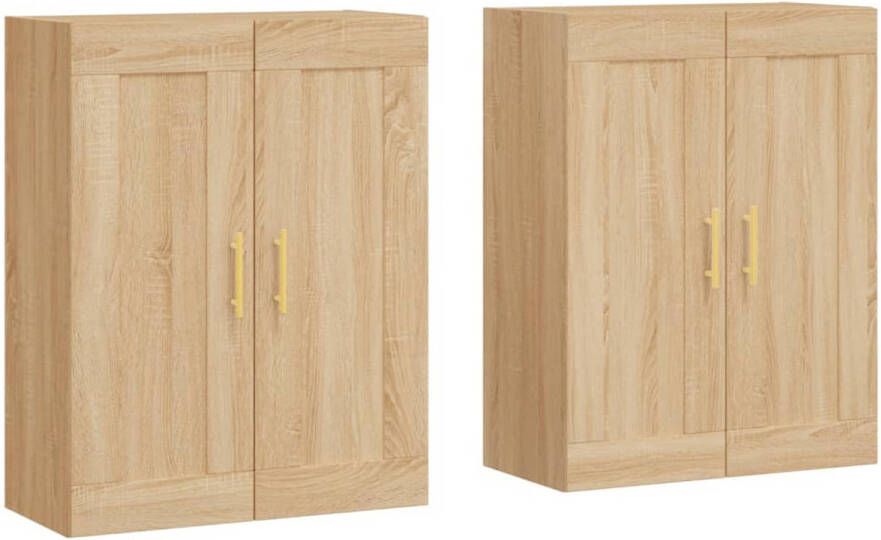 The Living Store Wandmeubel Sonoma Eiken 69.5 x 34 x 90 cm Stevig bewerkt hout en ijzer