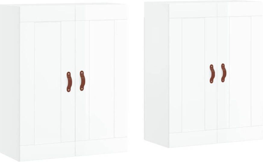 The Living Store Wandmeubel Unieke charme Wandkasten 69.5 x 34 x 90 cm Hoogglans wit