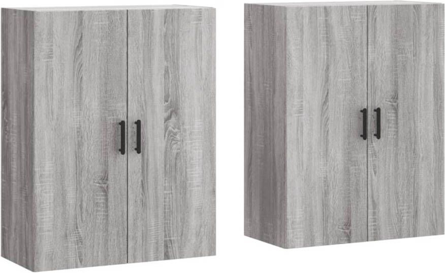 The Living Store Wandmeubel VCM Grijs Sonoma Eiken 69.5 x 34 x 90 cm 2 stuks