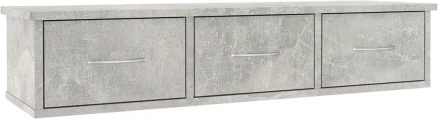 The Living Store Wandplank 3 lades betongrijs 88 x 26 x 18.5 cm