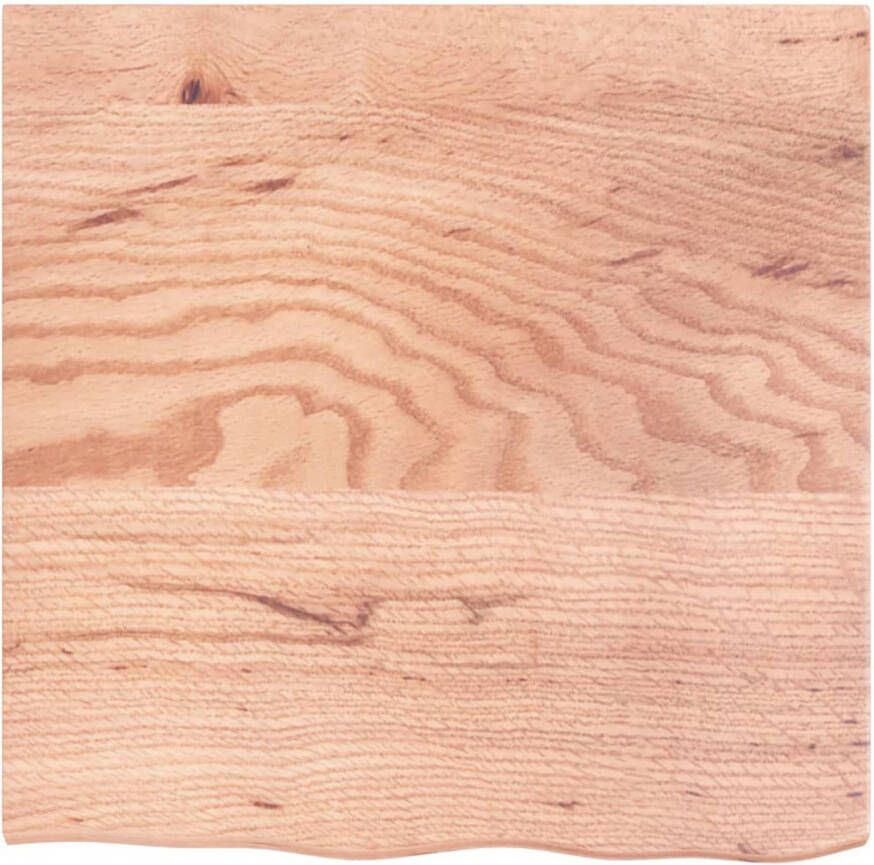 The Living Store Wandplank Wandschap 60 x 60 x 2 cm Massief Eikenhout Lichtbruin Draagvermogen 28.8 kg