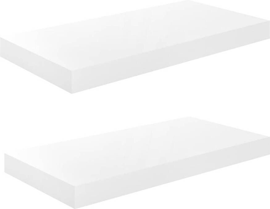 The Living Store Wandplanken Hoogglans wit 50 x 23 x 3.8 cm Honingraat MDF en metaal