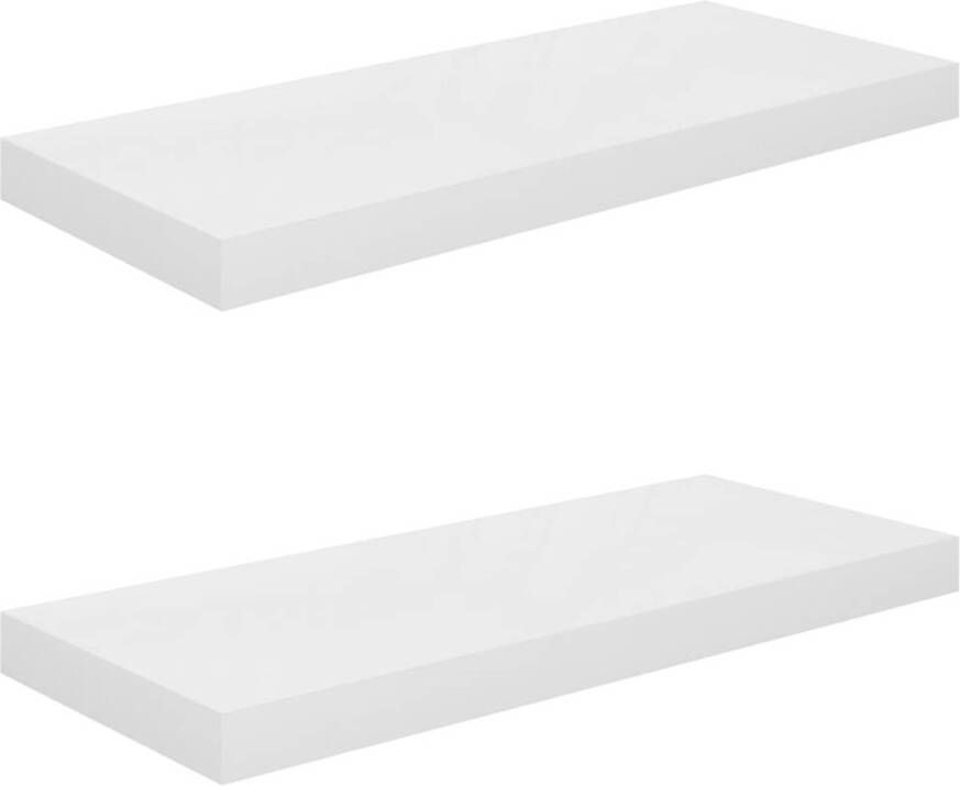 The Living Store Wandplanken Hoogglans wit 60 x 23.5 x 3.8 cm Honingraat MDF en metaal