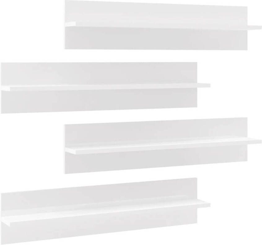The Living Store Wandplanken Hoogglans wit 80 x 11.5 x 18 cm (B x D x H) Set van 4