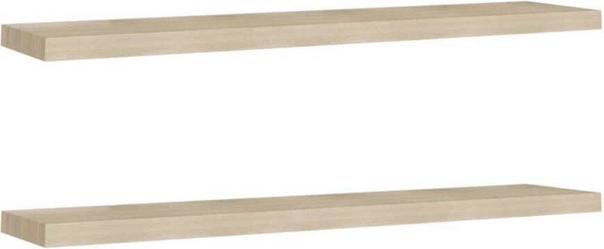 The Living Store Wandplanken Set Eiken 120x23.5x3.8 cm Honingraat MDF Metaal