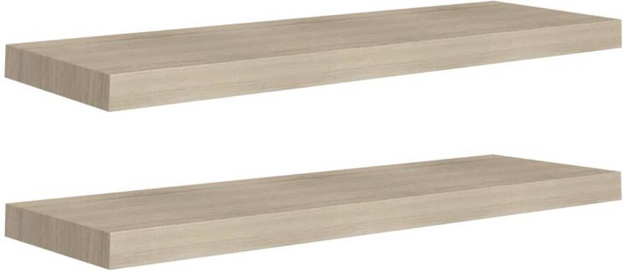 The Living Store Wandplanken Set Eiken 80x23.5x3.8 cm Honingraat MDF en Metaal