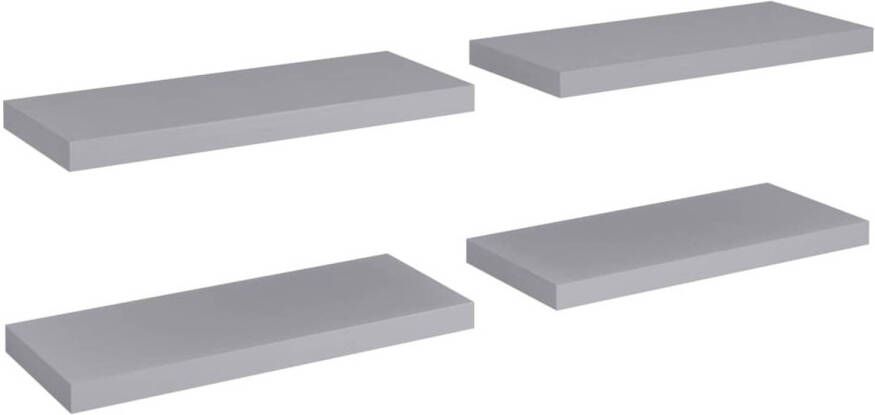 The Living Store Wandplanken Set Grijs 60x23.5x3.8cm Honingraat MDF en Metaal