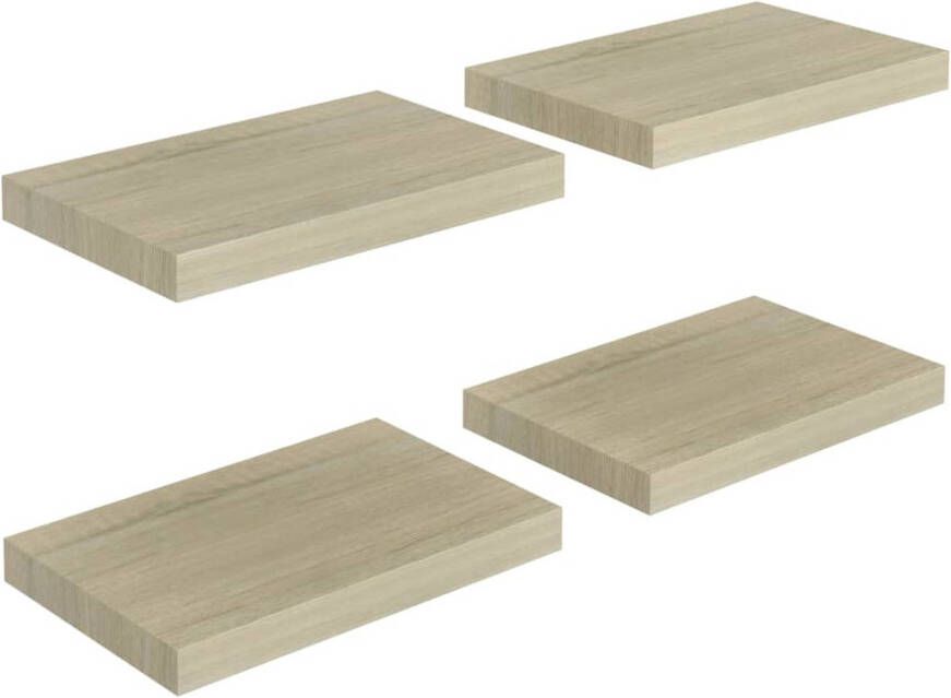 The Living Store Wandplanken trendy wandplanken set eiken 40x23x3.8 cm honingraat MDF en