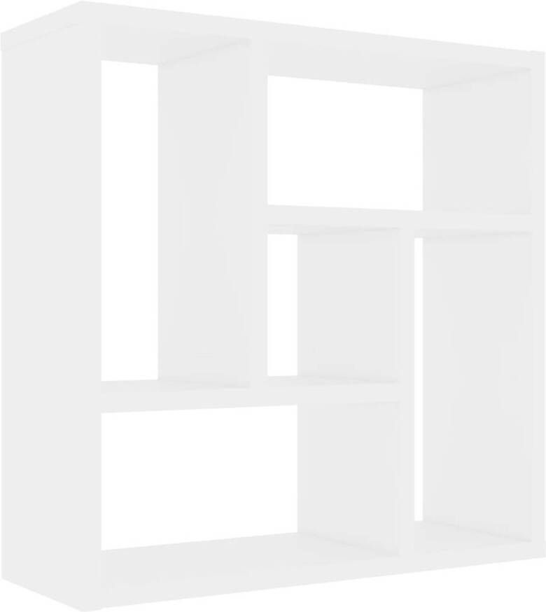 The Living Store Wandschap wit spaanplaat 45.1 x 16 x 45.1 cm met 5 opbergvakken