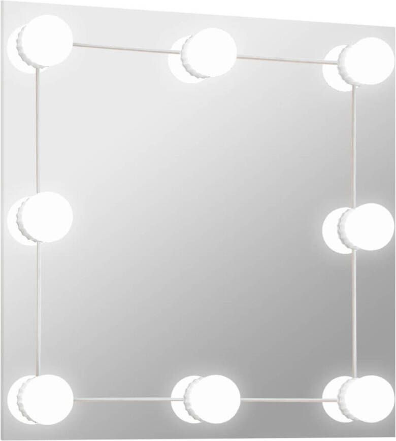 The Living Store Wandspiegel LED-lampen 40 x 40 cm Zilver Warmwit en koudwit Glas en kunststof 5V USB