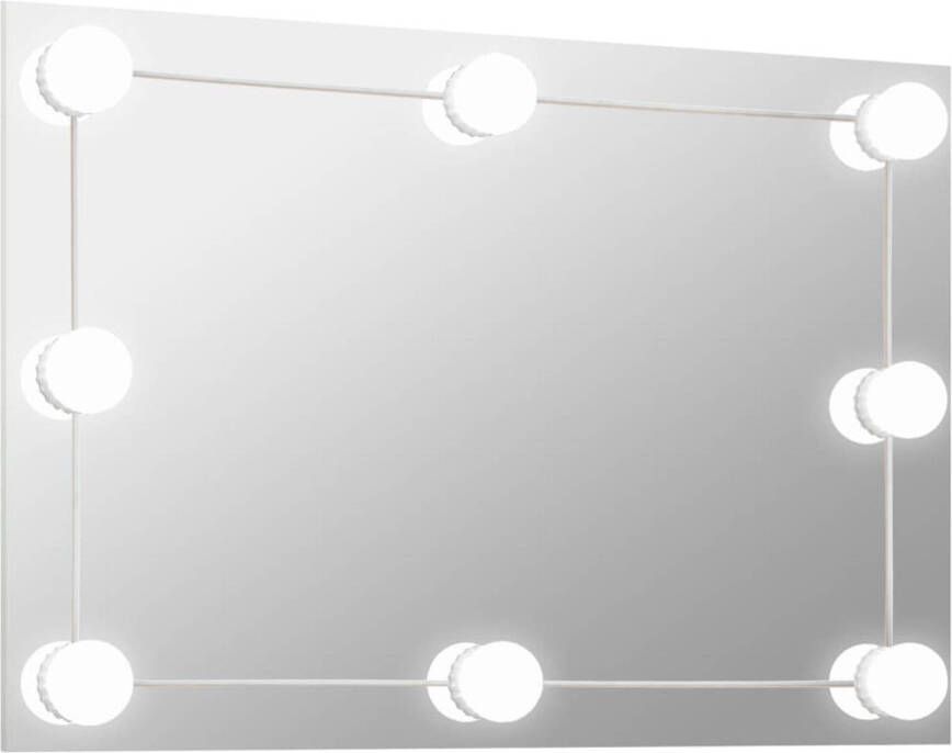 The Living Store Wandspiegel LED-lampen 60x40 cm Zilver Warmwit Koudwit Glas Kunststof 3.000K 6.000K 5V